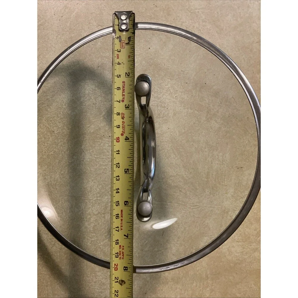 Calphalon Stainless Steel Tempered Glass Replacement Lid 7.5 Inside Diameter 8in